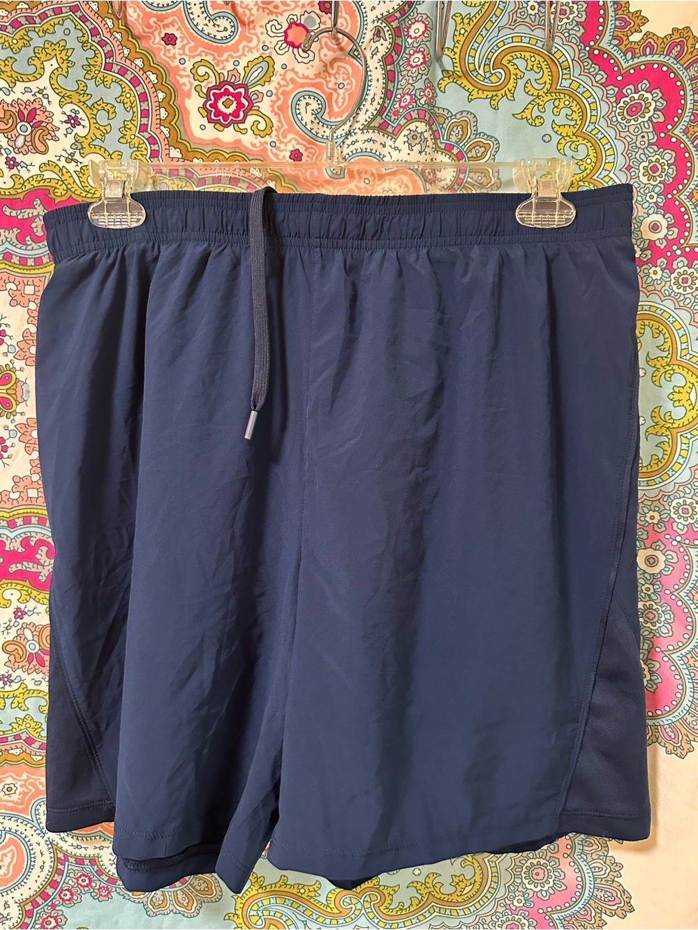 90 Degree By Reflex Navy Blue Men's Athletic Drawstring Shorts